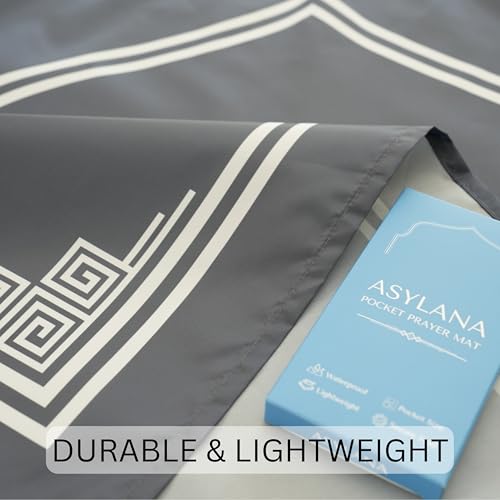 Portable Islamic Pocket Prayer Mat, Waterproof & Lightweight Thin Travel Sajjadah, Foldable Compact Small Muslim Praying Rug with Elastic Band, Essential Salah Gift Accessory - color: Desert Gray