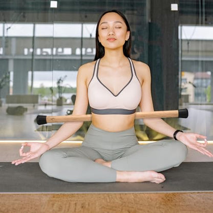 MobileVision Bamboo Stick for Yoga & Sport Fitness, for use with Stretching, Breathing & Posture Exercises