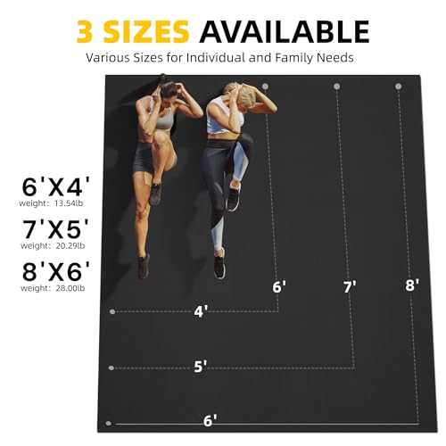 CAMBIVO 8'x6'/7'x5'/6'x4' Large Exercise Mat Workout Mat for Home Gym, 7mm - color: 7'*5' Black