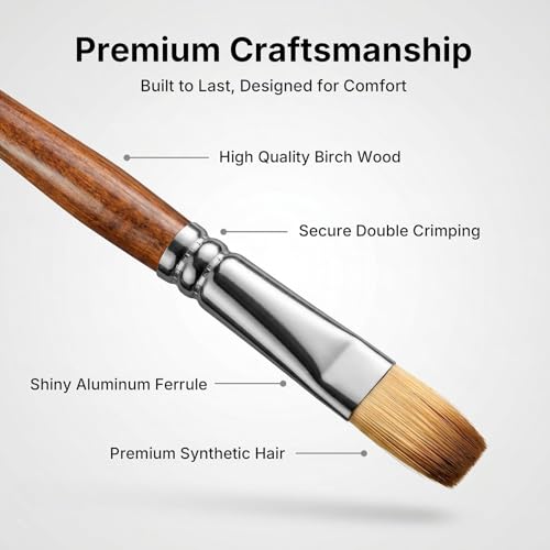 Nicpro 30pcs Paint Brush Set for Acrylic Painting, Oil, Watercolor, Gouache | Professional 9 Shapes No Shedding Synthetic Bristles with Palette Knife & Canvas Roll, Art Supplies for Artists and Beginners - color: Wood