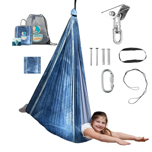 Compression Sensory Swing Adult & Kids, Indoor Outdoor Pod, Holds 300lb | indoor sensory swing for kids, outdoor sensory swing indoor, sensory swing kids, sensory toys, 360 swivel hammock swing - color: Classic Denim