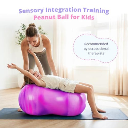 18''/20'' Peanut Ball for Kids & Adults, Anti-Burst Exercise Ball - color: Purple-pink, size: 18''(45cm*90cm)