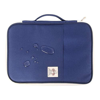 JAKAGO A4 Travel Portfolio Multifunctional Document Organizer Zippered Case for Office Supplies (Blue) - color: Blue