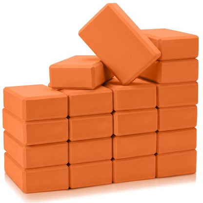 Honoson 20 Pcs Yoga Blocks Bulk 9''x6''x3'' High Density EVA Foam Blocks for Exercise Pilates Meditation, Lightweight Non-slip Surface, Improve Strength Balance Flexibility - color: Orange