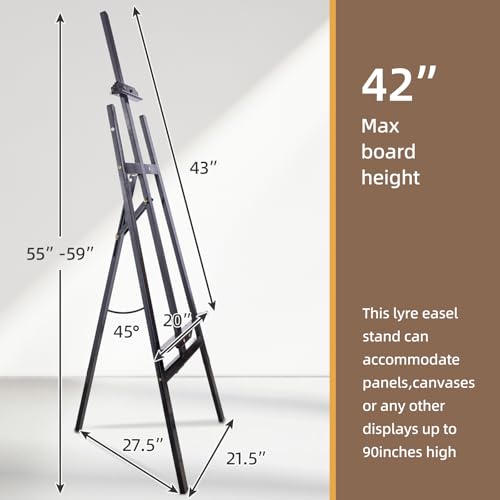 Falling in Art Adjustable Wooden Easel Stand for Painting&Display, Black | Folding Art Easel for Display, Drawing, Wedding Sign and Poster, Suitable for Kids and Adults, Holds Up to 42" - style: Black -1 Pack