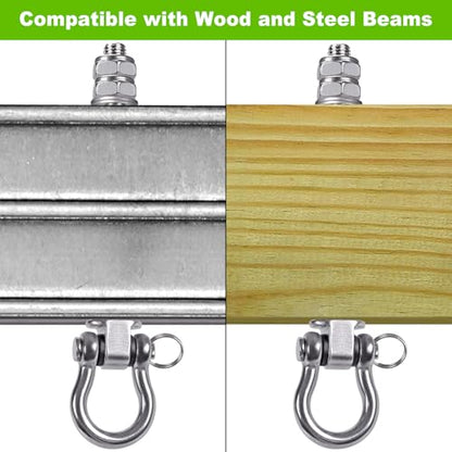 SELEWARE Heavy Duty Swing Hanger with Bearings, 4 Pack Porch Swing Hardware | 304 Stainless Steel, M10 x 6 4/5 Inch Bolts, Supports Up to 1500LB, Designed for Wood Beams, Steel Frames and Yoga Hammocks - color: U (6 4/5 inch, 4 Pack)