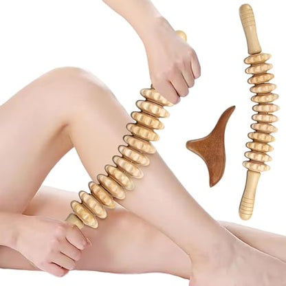 2pcs Wood Massage Roller,Manual Wooden Fascia Massage Tool | Wooden Fascia Massage Roller Trigger Points,Stomach Rolling guasha Massager Tool, for Fascia,Relief, Body Shaping