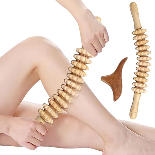 2pcs Wood Massage Roller,Manual Wooden Fascia Massage Tool | Wooden Fascia Massage Roller Trigger Points,Stomach Rolling guasha Massager Tool, for Fascia,Relief, Body Shaping