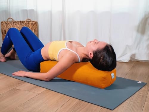 Pranayama Yoga Bolster Meditation Pillow - color: Tango, size: Rectangular 26" x 8" x 5"