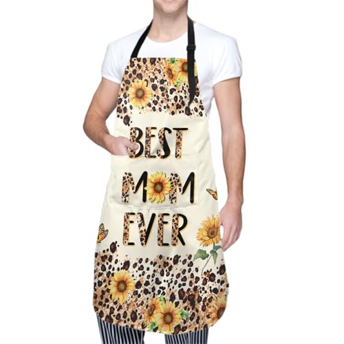 Giwawa Unisex Adult Apron Waterproof Stain Resistant Kitchen Cooking Apron with 2 Pockets for BBQ Grill Painting - color: Best Mom Ever