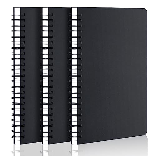 EUSOAR Grid Notebook Spiral, 3 Packs A4 11" x 8-1/2" Hardcover Black Journal, 120Pages/ 60Sheets Graph Paper for Engineering Math, Large Subject Notebook for Drawing Work Student - color: Black, size: A4