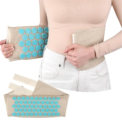 Waist Acupressure Massage Belt, Adjustable Lumbar Support Pillow Acupressure Wrap Strap Spiky Pressure Points Massage Acupuncture Mat Waist Belt for Lower Back Sciatica Pain Relief & Muscle Relaxation