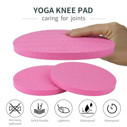 Round Yoga Knee Pads TPE Foam Cushion for Pilates - Workout Equipment Accessories for Women - Exercise Wrist and Elbow Support Mats