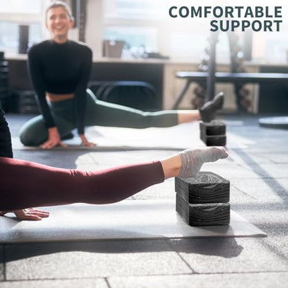 2-Pack Yoga Blocks, High-Density 9"x6"x3" Yoga Brick Foam Blocks Non-Slip EVA Foam Block Yoga Props Accessories for Yoga Pilates Stretching and Meditation - color: Camo Black