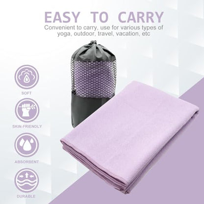 Eunzel 2 Pack Hot Yoga Towel with Grip Dot, Non Slip Yoga Mat Towe Sweat Absorbent Towel for Hot Yoga,Bikram, Pilates and Fitness 72" x 24", Taro Purple - color: Taro Purple