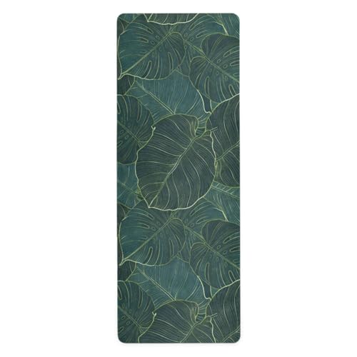 Vintage Mandalas Leaves Yoga Mat Non Slip Thick Kids Banana Palm Eco Rubber Workout Foldable Yoga Mat Women Exercise, 70.8''x26''