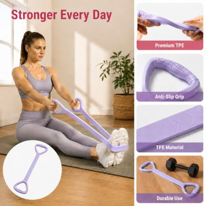 Figure 8 Resistance Band for Workout, Stretching, Yoga, Pilates, Physical Therapy and Home Fitness, TPE Exercise Band - color: Purple