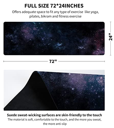 nuveti Printed Travel Yoga Mat 1/16 Inch Thick Non Slip Fitness Workout Mat | with Carrying Bag, Foldable Lightweight Suede & Natural Rubber Yoga Mat for Yoga Pilates and Fitness 72" L x 24" W x 1.5mm - color: YinXing