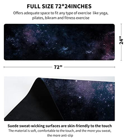 nuveti Printed Travel Yoga Mat 1/16 Inch Thick Non Slip Fitness Workout Mat | with Carrying Bag, Foldable Lightweight Suede & Natural Rubber Yoga Mat for Yoga Pilates and Fitness 72" L x 24" W x 1.5mm - color: YinXing