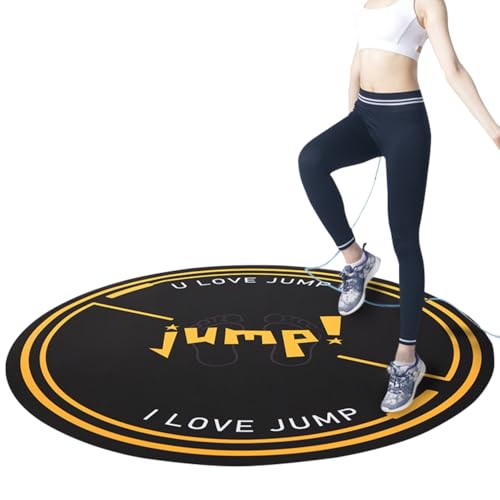Nisorpa Jump Rope Mat 49'' Round Non-Slip Pad 1/4'' Thick Durable Workout Shock Absorbing for Skipping, Cardio, Cross Exercise, Gym - Black and Yellow