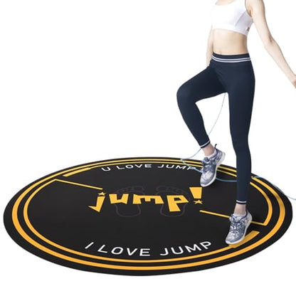 Nisorpa Jump Rope Mat 49'' Round Non-Slip Pad 1/4'' Thick Durable Workout Shock Absorbing for Skipping, Cardio, Cross Exercise, Gym - Black and Yellow