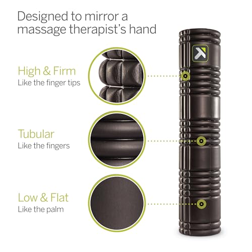 TriggerPoint Grid 2.0 Foam Roller for Deep Tissue Massage and Muscle Recovery, 26 Inch Multi-Density EVA with Hollow Core, Supports 500 Pounds, Black - color: Black