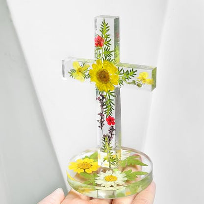 RESINWORLD 5'' Standing Cross Silicone Mold with Base, Crucifix Mold for Epoxy Resin