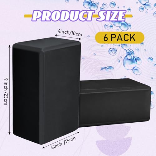 Wettarn 6 Pack Yoga Blocks 9 x 6 x 4 Inch EVA Foam, Lightweight | Non Slip, Yoga Props Accessories for Pilates, Stretching and Meditation - color: Black