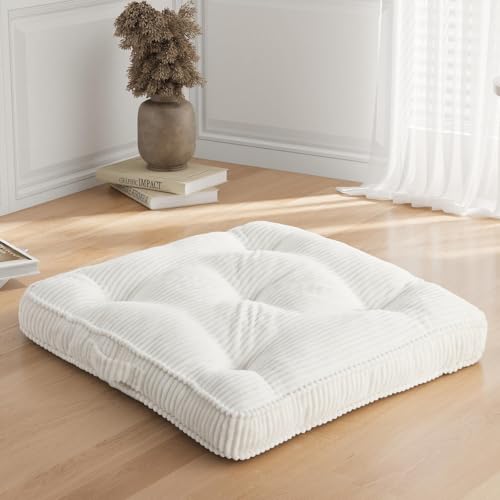 Meditation Floor Cushion, 22x22 Tufted Floor Pillow for Adults - color: Beige, size: 22x22x4 inch