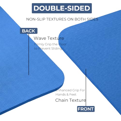 Yoga Mat 72''x24''/35''(8mm/10mm) for Beginners, Thick and Wide Yoga Mat with Carrying Strap for Pilates, Stretching and Home Workout - color: Dark Blue, size: 72*24*0.3inch
