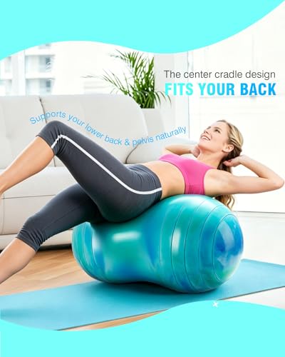 ZOOJOY Peanut Ball for Kids and Adults | 18/20Inch Anti-Burst Exercise Ball - color: Green & Blue, size: 39 x 20 Inch
