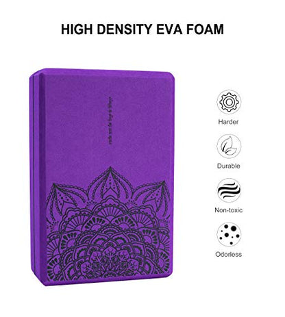 nuveti Yoga Blocks Set of 2, High Density Yoga Brick Foam Blocks to Improve Strength, Flexibility and Balance Brick Foam Blocks - color: Purple