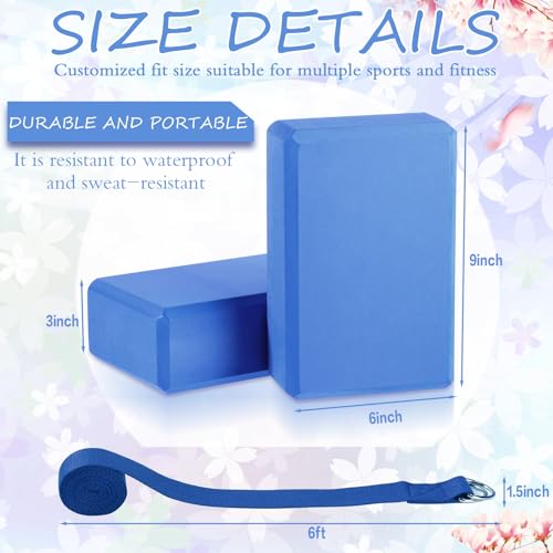Outus 10 Sets Yoga Blocks and Straps Non-Slip EVA Foam Blocks with Metal D Ring Straps for Gym Exercise and Workout