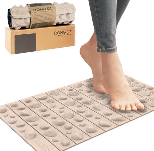 Portable Foot Massager Mat, Acupressure Mat for Feet, Reduce Plantar Tension Promote Blood Circulation, Small Reflexology Mat for Long Sitting, Anti Fatigue Office Standing Desk Mat - color: Khaki - Small