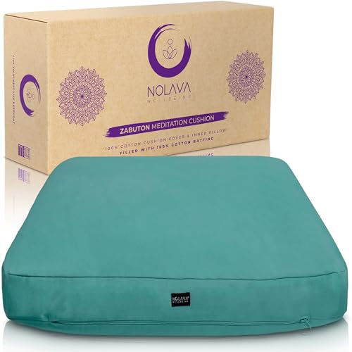 NOLAVA Round Zafu Cushions 15"x6" & Zabuton Meditation Cushions 32"x28"x3" - Premium Comfort for Mindful Practices - Yoga Bolster Pillow & Meditation Floor Pillow Essentials - color: 소프트 그린