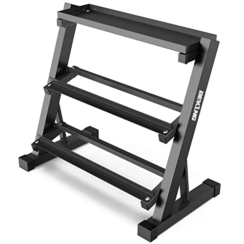 BEKING 3 Tier Dumbbell Rack,1000LB Capacity Weight Storage Rack for Home Gym Fitness,Multifunctional Free Weight Organizer Stand for Dumbbells, Kettlebells,Compact Design Save Floor Space - color: 3-LEVEL