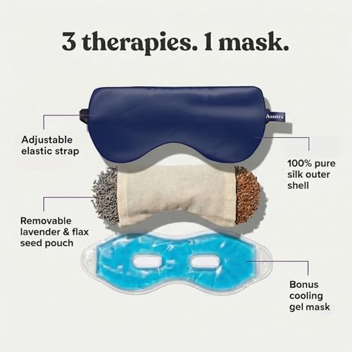 ASUTRA Silk Eye Pillow for Sleep, Navy - Filled w/Lavender Buds (One Size) - color: Navy