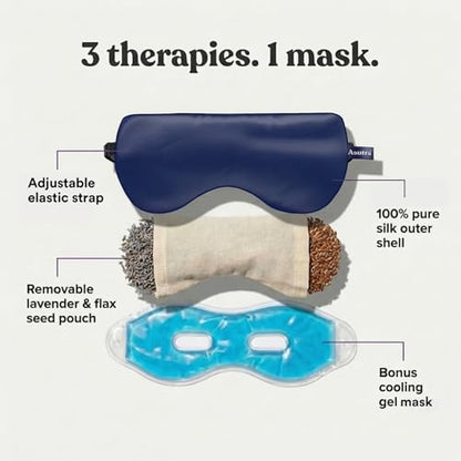 ASUTRA Silk Eye Pillow for Sleep, Navy - Filled w/Lavender Buds (One Size) - color: Navy
