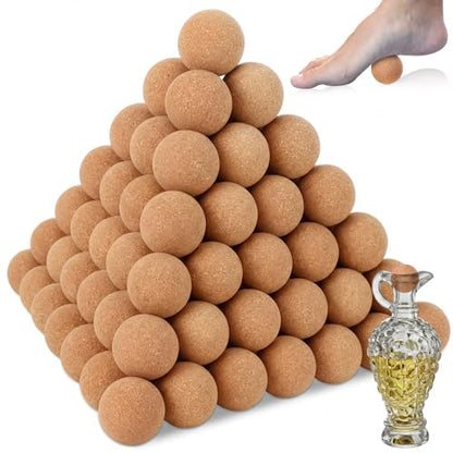 Novabright 100 Pack Cork Massage Ball 1.4 Inch Mini Myofascial Release Pressure Point Ball Lightweight Portable Deep Muscle Tissue Release Tool Acupressure Balls for Muscle Pain Relief, Yoga, Travel