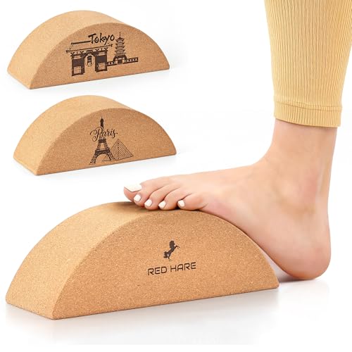 Cork Yoga Blocks, Half Moon Cork Foot & Calf Stretcher for Plantar Fasciitis Relief, Ankle & Foot Mobility Trainer, Pilates Yoga Balance Block for Stability, Stretching & Recovery