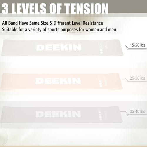 DEEKIN 30 Pcs Resistance Exercise Bands Bulk | Resistance Loop Elastic Bands, Exercise Equipment for Women, Men, Home Pilates, Fitness, Gym, Yoga - color: Light Beige, style: 15-20 Lbs