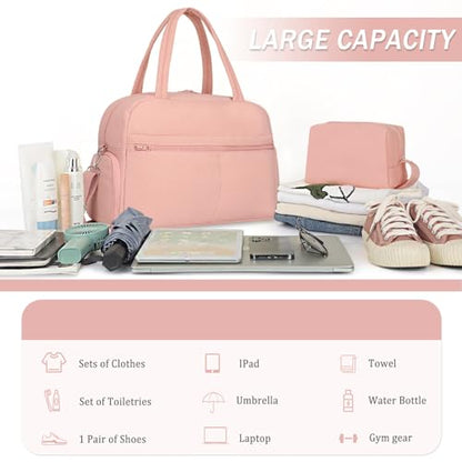 Sports Gym Bag for Women, Travel Duffle Bag with Shoe Compartment & Wet Pocket, Fitness Yoga Bag - color: S-Pink