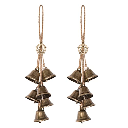 2 Pieces Witch Bells Protection for Door Knob Hanger Wind Chimes Witchy Things Clear Negative Energy Witch Bells Set Witchcraft Supplies (2pcs Classic Style)