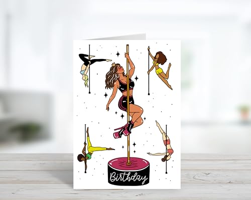 Fun Birthday Card for Pole Dance Enthusiasts - style: Pole Dance
