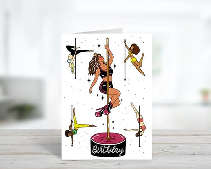 Fun Birthday Card for Pole Dance Enthusiasts - style: Pole Dance