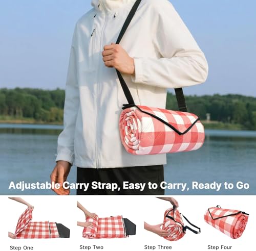 TigeJoy Extra Large Picnic Blanket Waterproof Beach Blanket 80''x80'' - color: Red, size: 6'8" x 6'8" (Rectangular)
