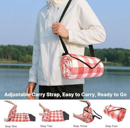 TigeJoy Extra Large Picnic Blanket Waterproof Beach Blanket 80''x80'' - color: Red, size: 6'8" x 6'8" (Rectangular)