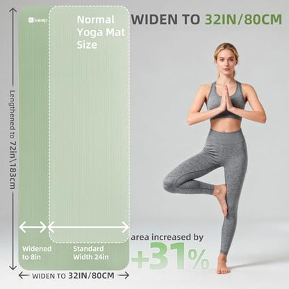KEEP Extra Thick NBR Yoga Mat - color: Green, size: 72”x32”x15mm