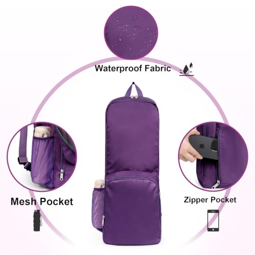Yoga Mat Bag Carrier with Mesh & Zipper Pockets - color: Dark Purple
