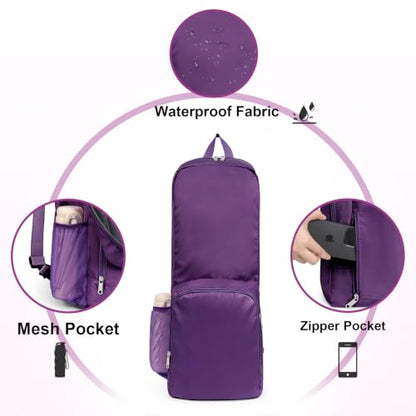 Yoga Mat Bag Carrier with Mesh & Zipper Pockets - color: Dark Purple